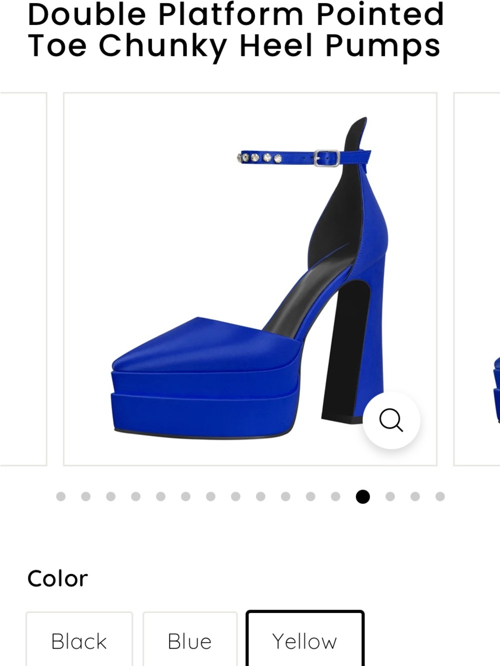 Bold Blue Double Platform Pointed-Toe Pumps with Ankle Strap